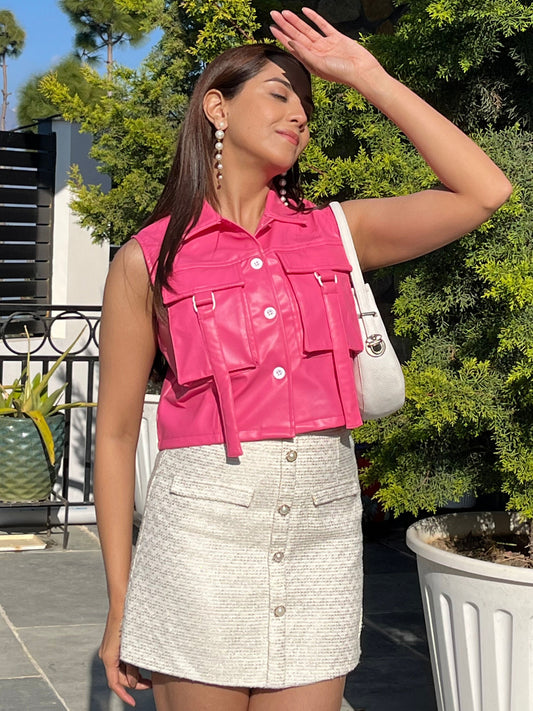 TANDUL Women Pink Leather Jacket