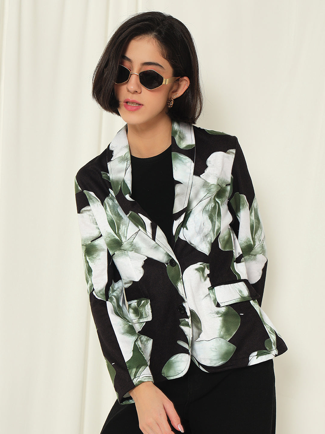 TANDUL  Fleece Floral Print Coat For Women