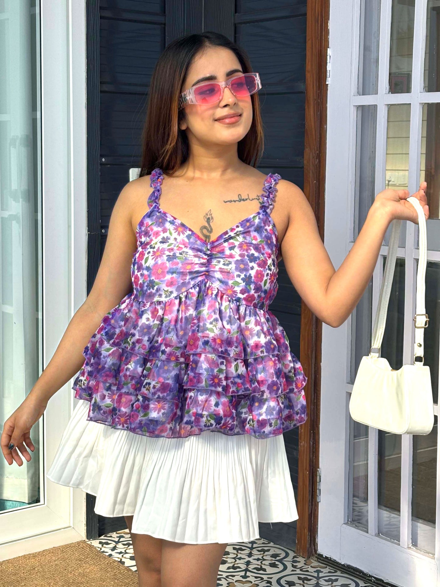 TANDUL Women Purple Floral Printed Top