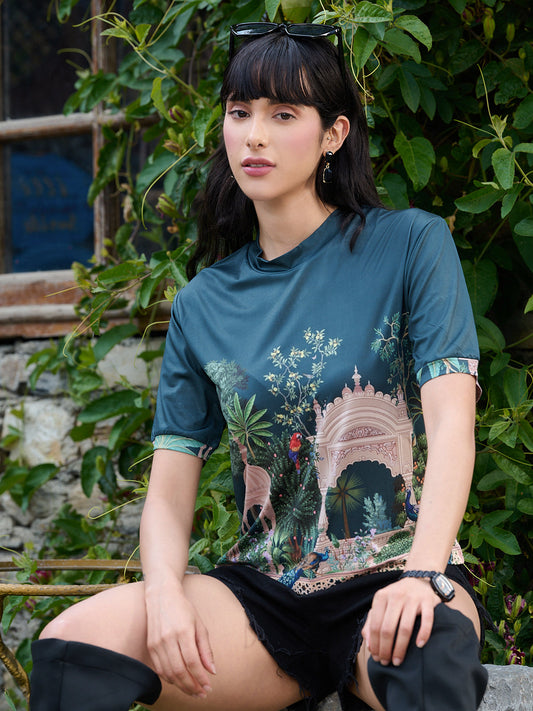 TANDUL Green Printed Women T-shirt