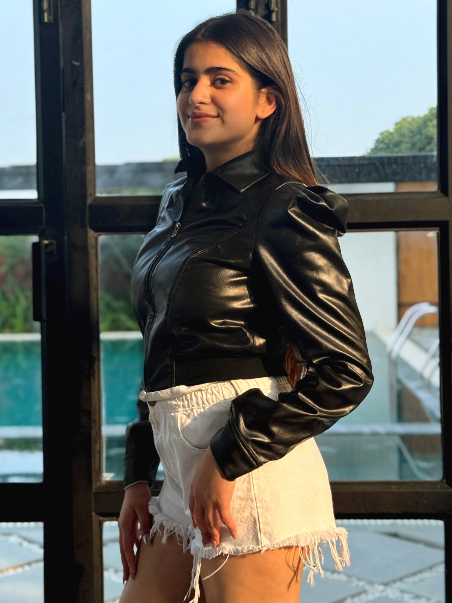 TANDUL Leather Black Solid Jacket For Women