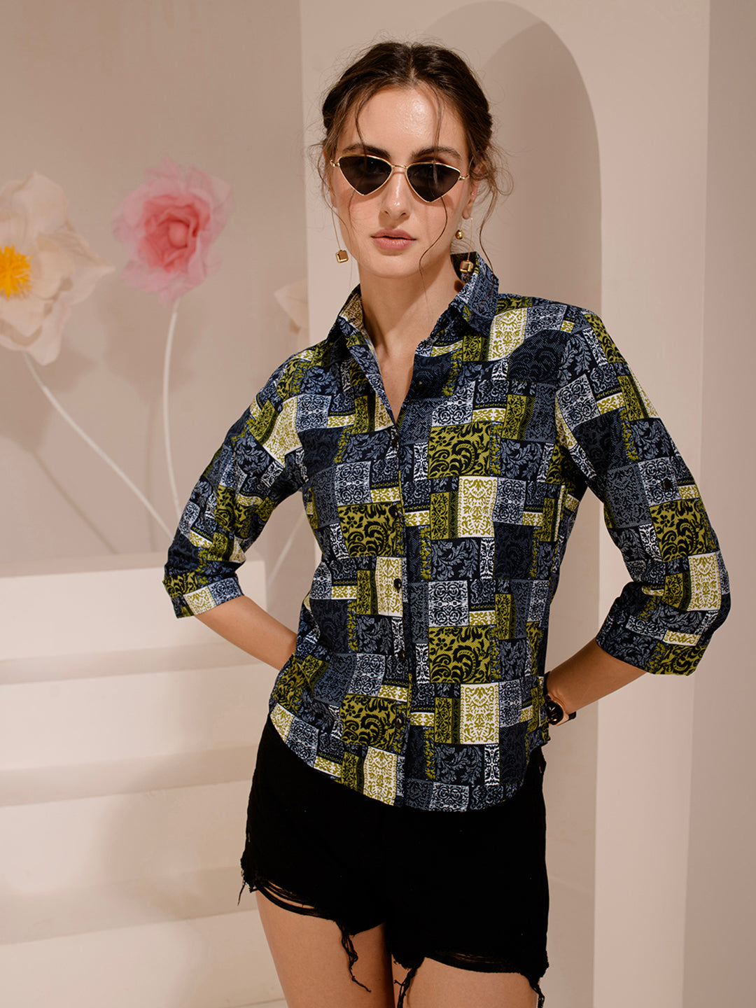 TANDUL  Women Regular Fit Printed Built-up Collar Casual Shirt