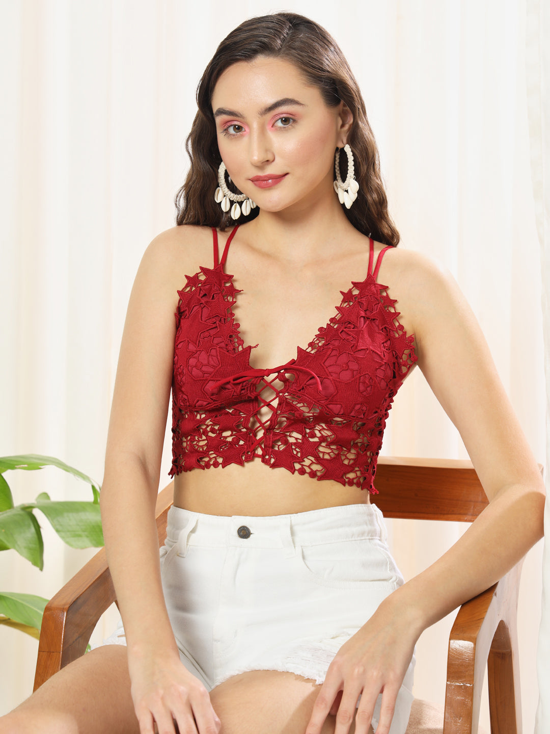 TANDUL  Casual Sleeveless Solid Women Maroon Top
