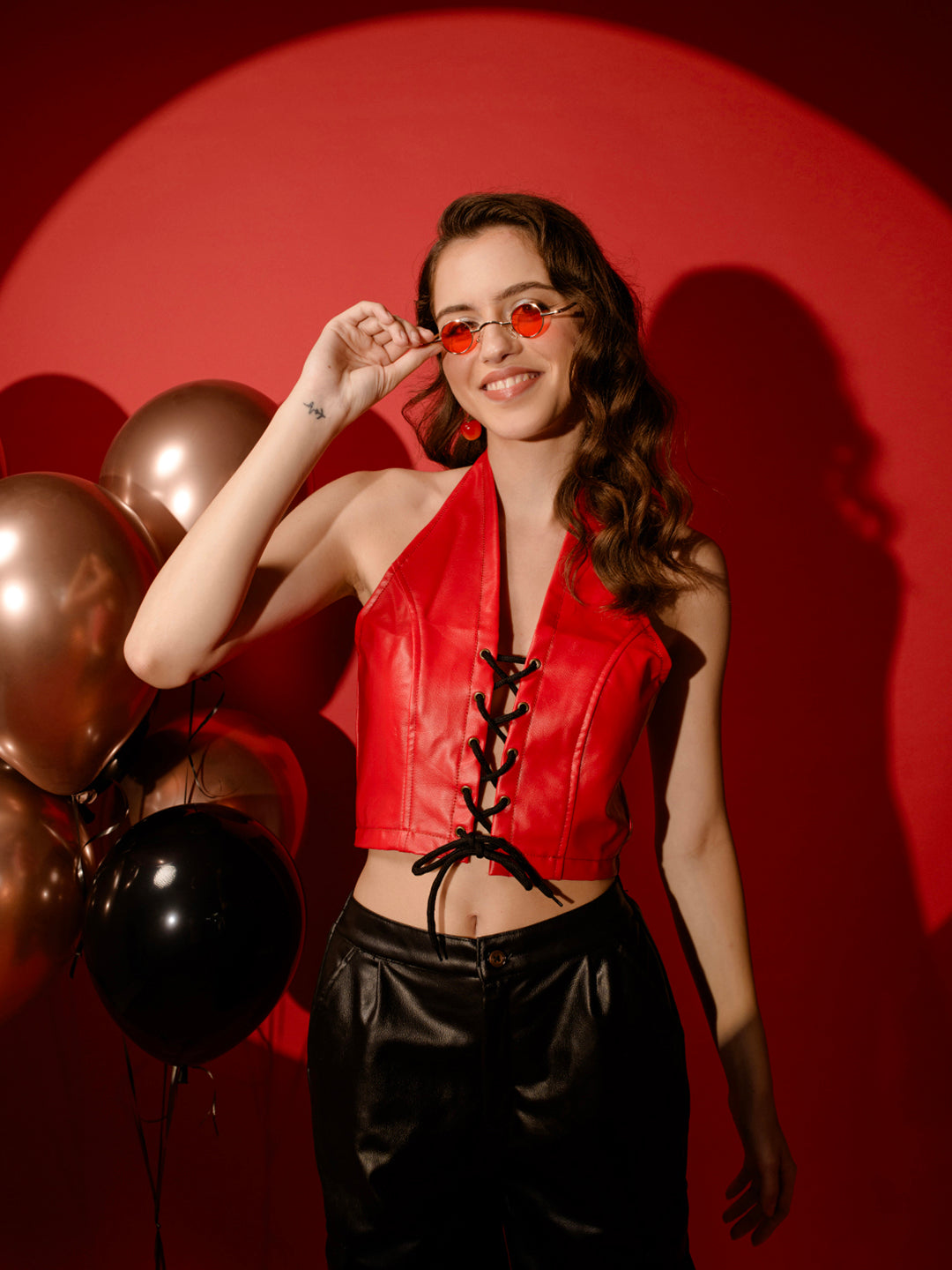 TANDUL  Casual Sleeveless Solid Women Red Top