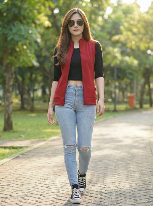 TANDUL Sleeveless Solid Women Jacket