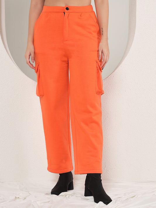TANDUL  Women Regular Fit Orange Lycra Blend Trousers