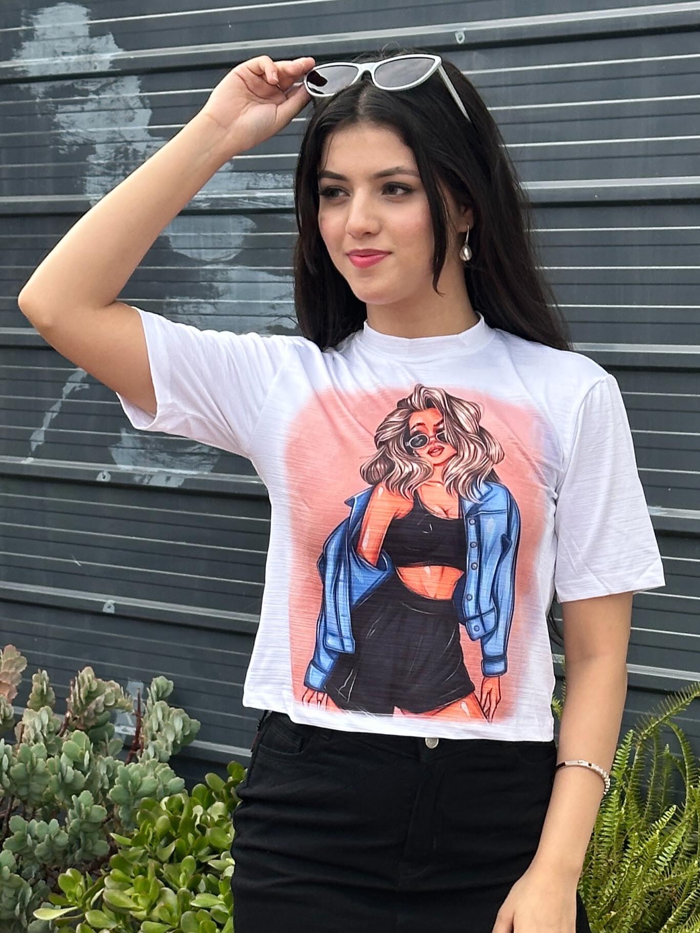TANDUL Printed Women Round Neck Multicolor T-Shirt