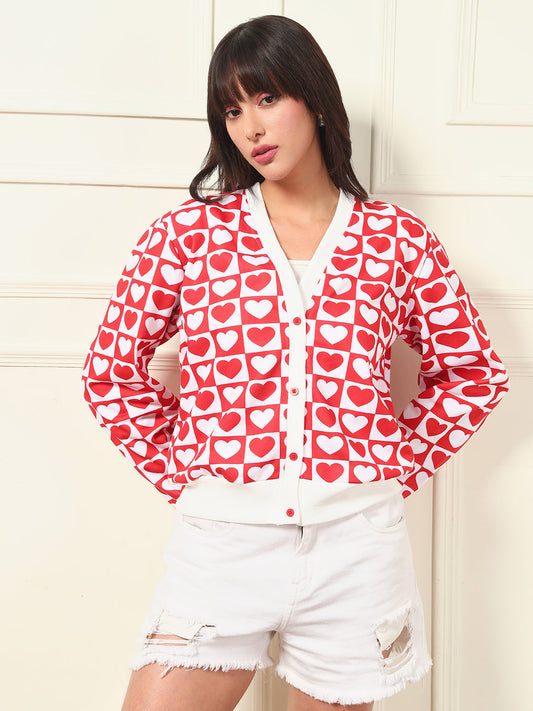 TANDUL Women Charming Red and White Sweater