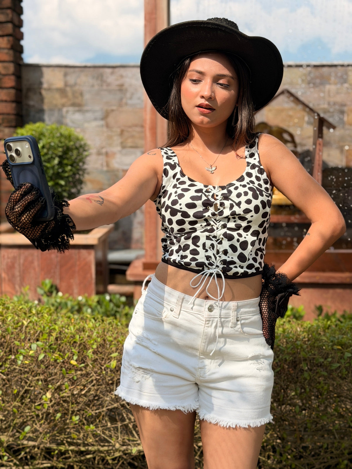 TANDUL Women Black and White Corset Top