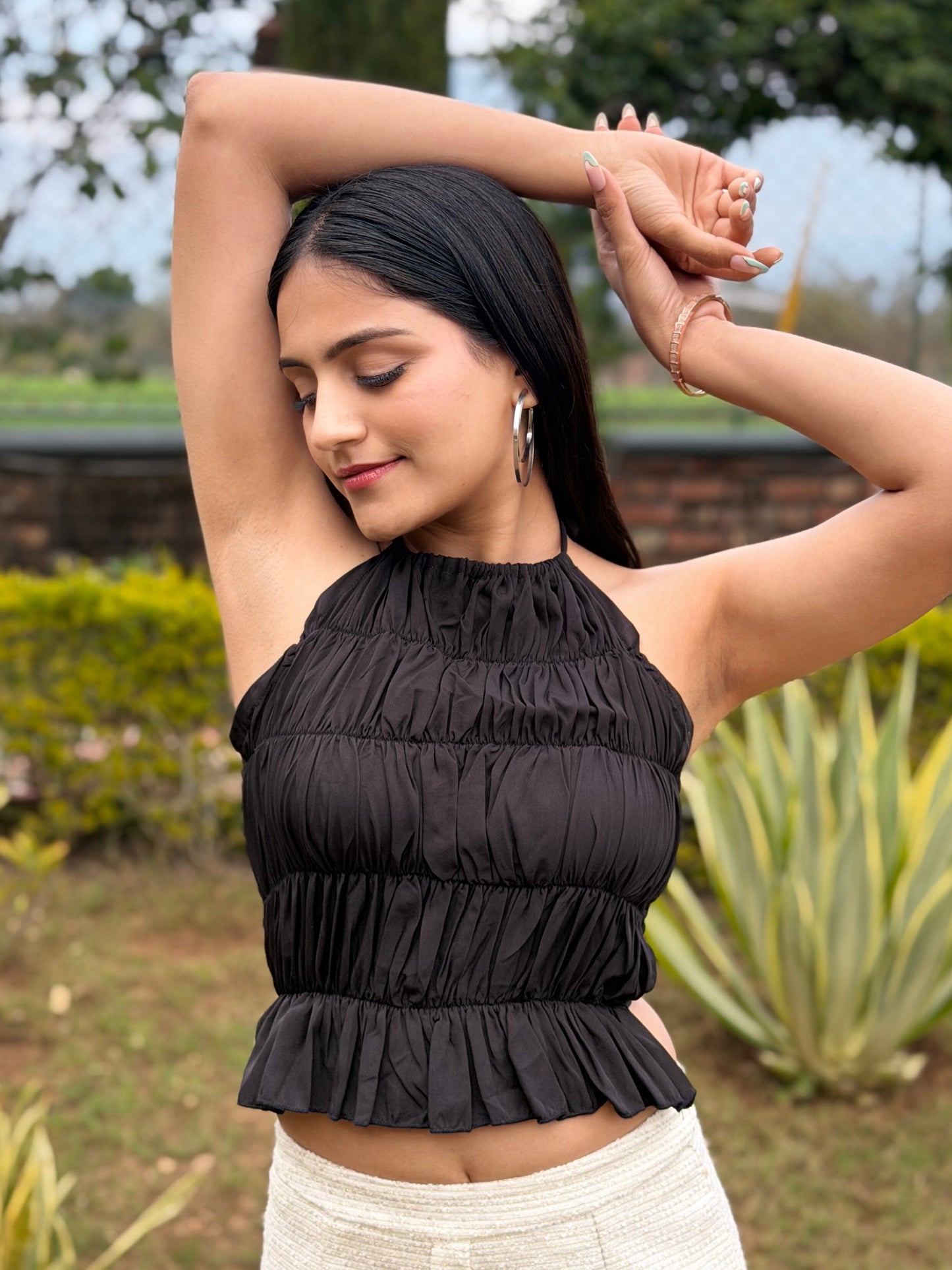 TANDUL Women Elegant Black Crop Top