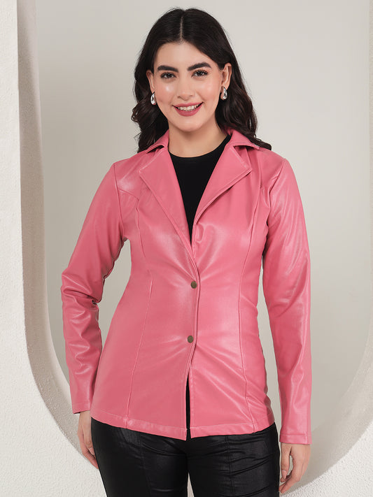 TANDUL  Leather Solid Coat For Women