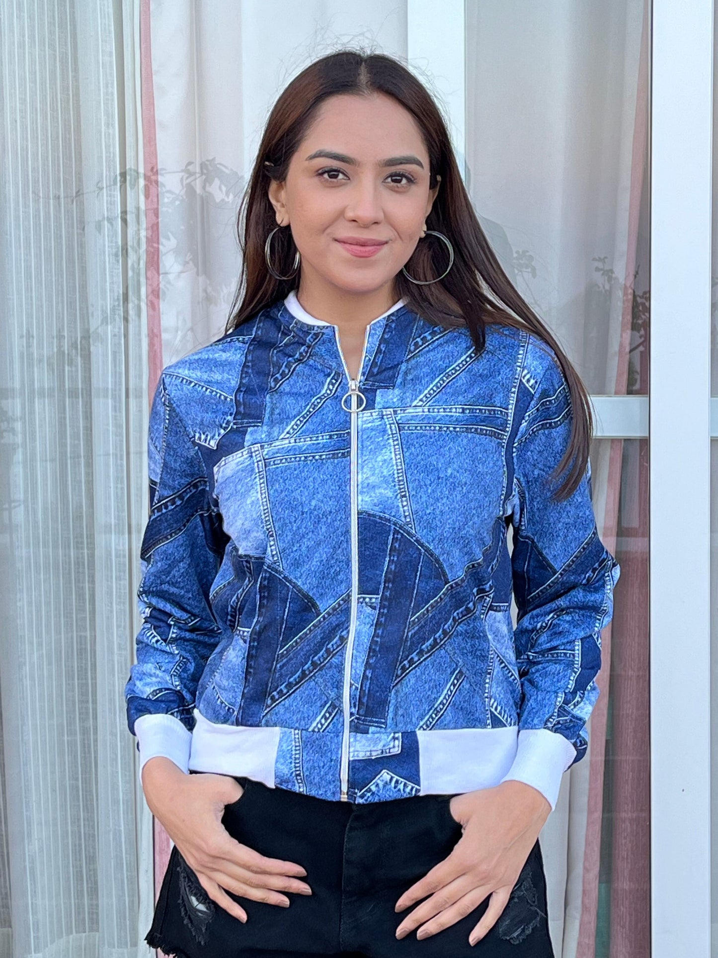 TANDUL Women Denim Patterned Jacket