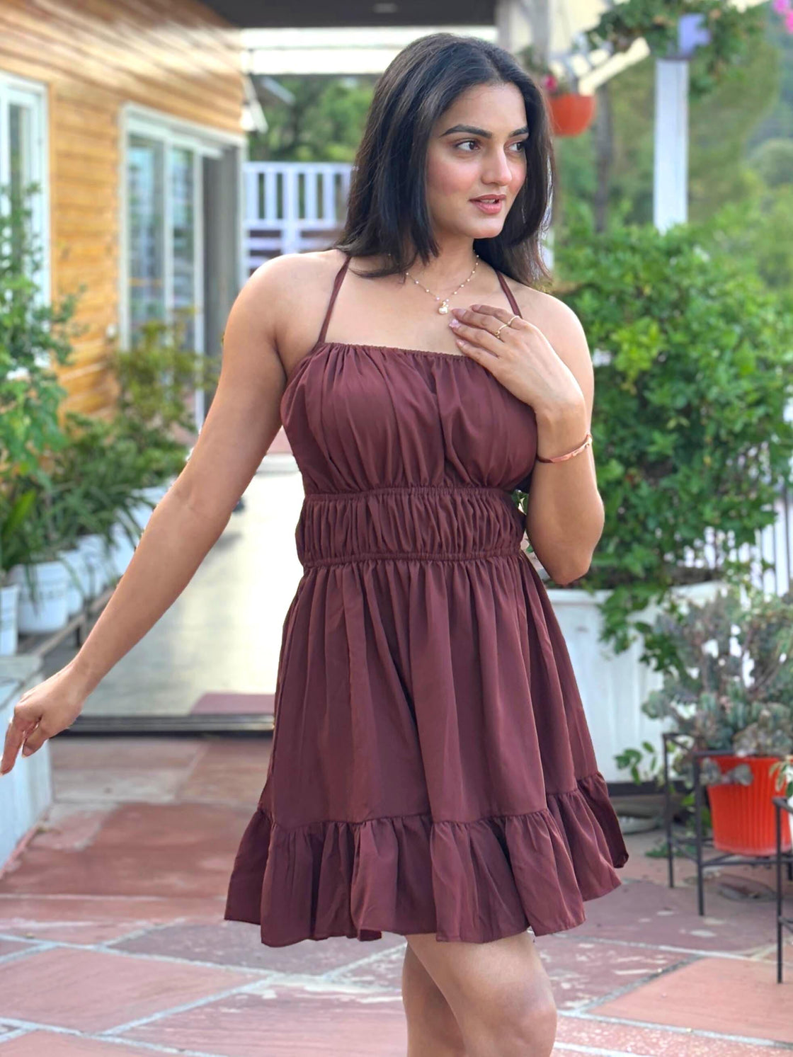 TANDUL Women Brown Solid Flared Dress