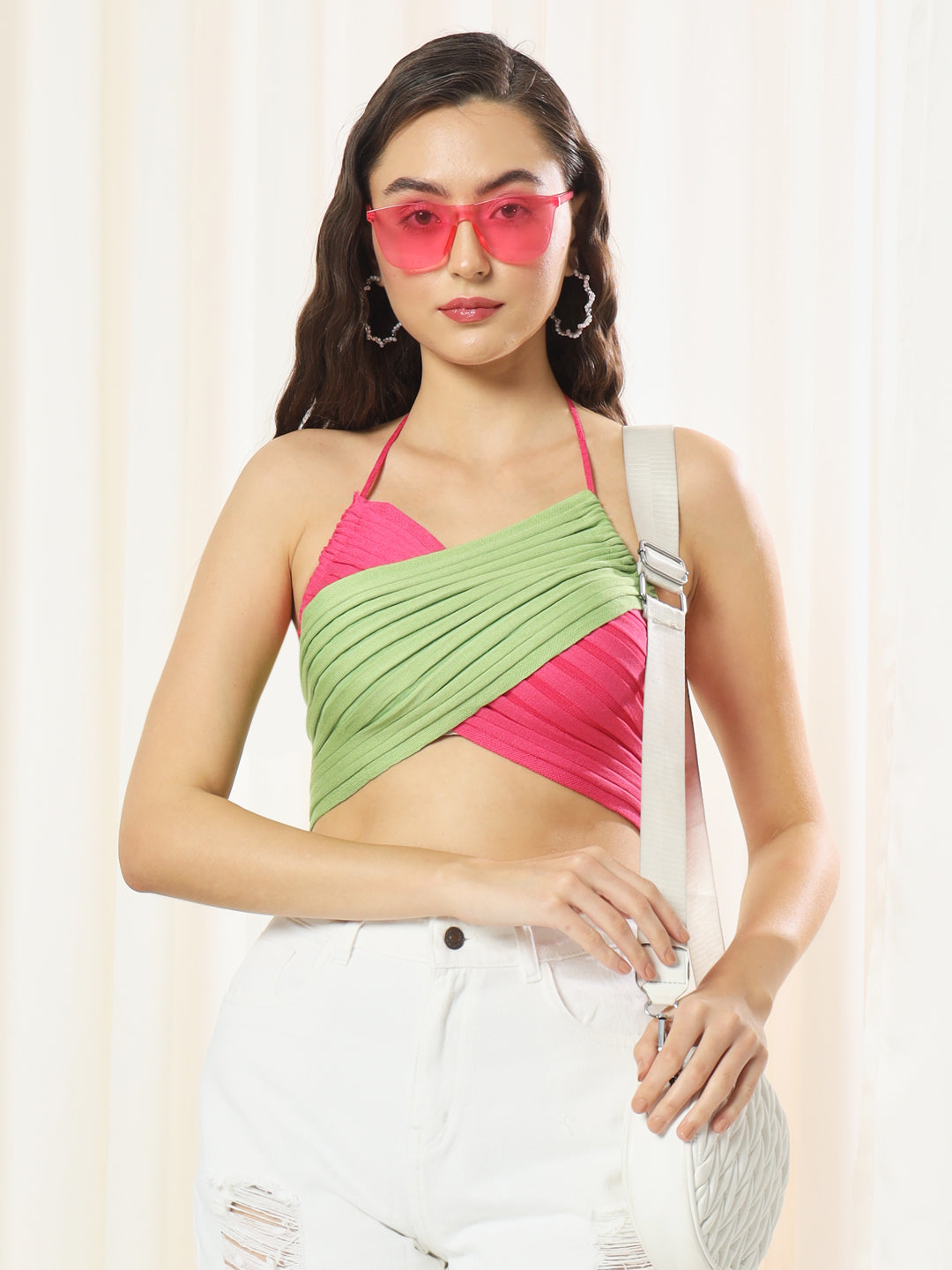 TANDUL  Casual Sleeveless Solid Women Green Top