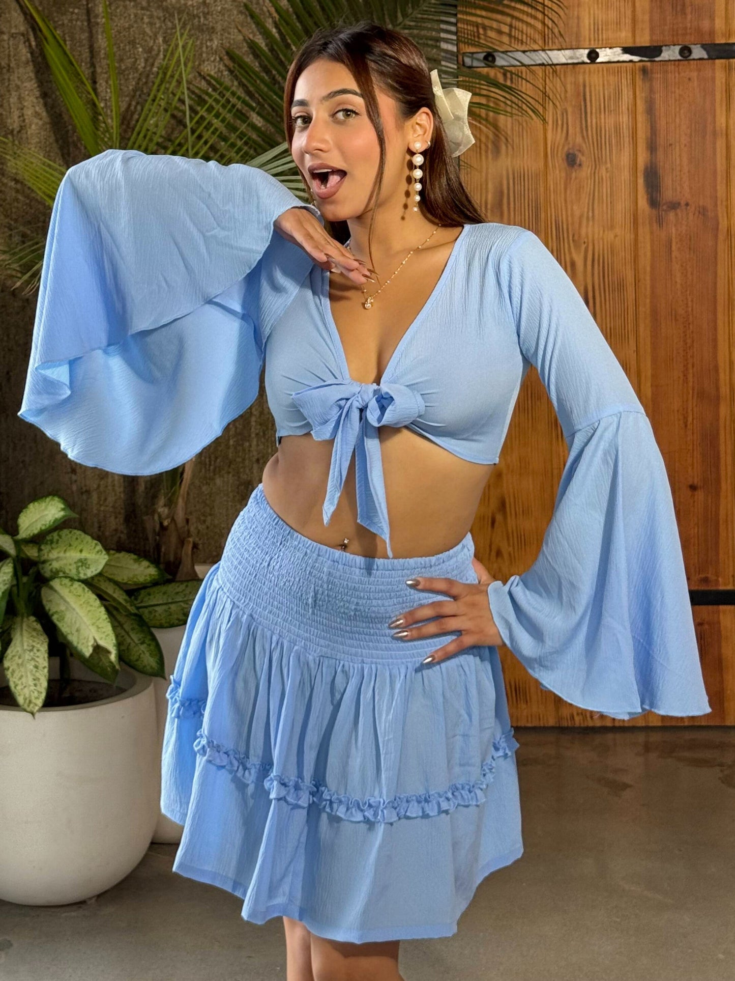 TANDUL Women Stunning Light Blue Co-ord Set