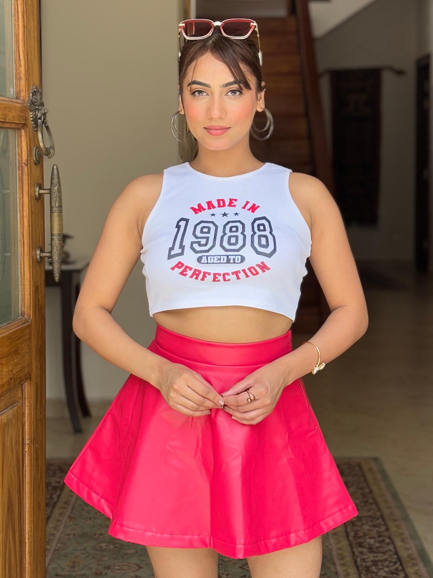 TANDUL Women Leather Mini Skirt