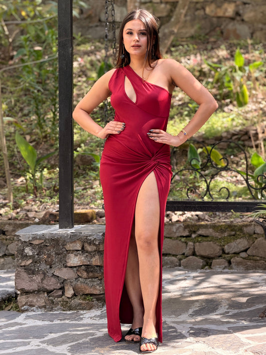TANDUL Women Exquisite High Slit Maroon Dress