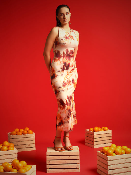 TANDUL  Women Bodycon Orange Dress