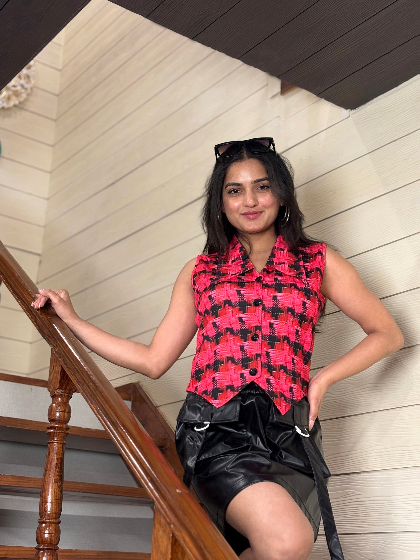 TANDUL Women stunning checked waistcoat