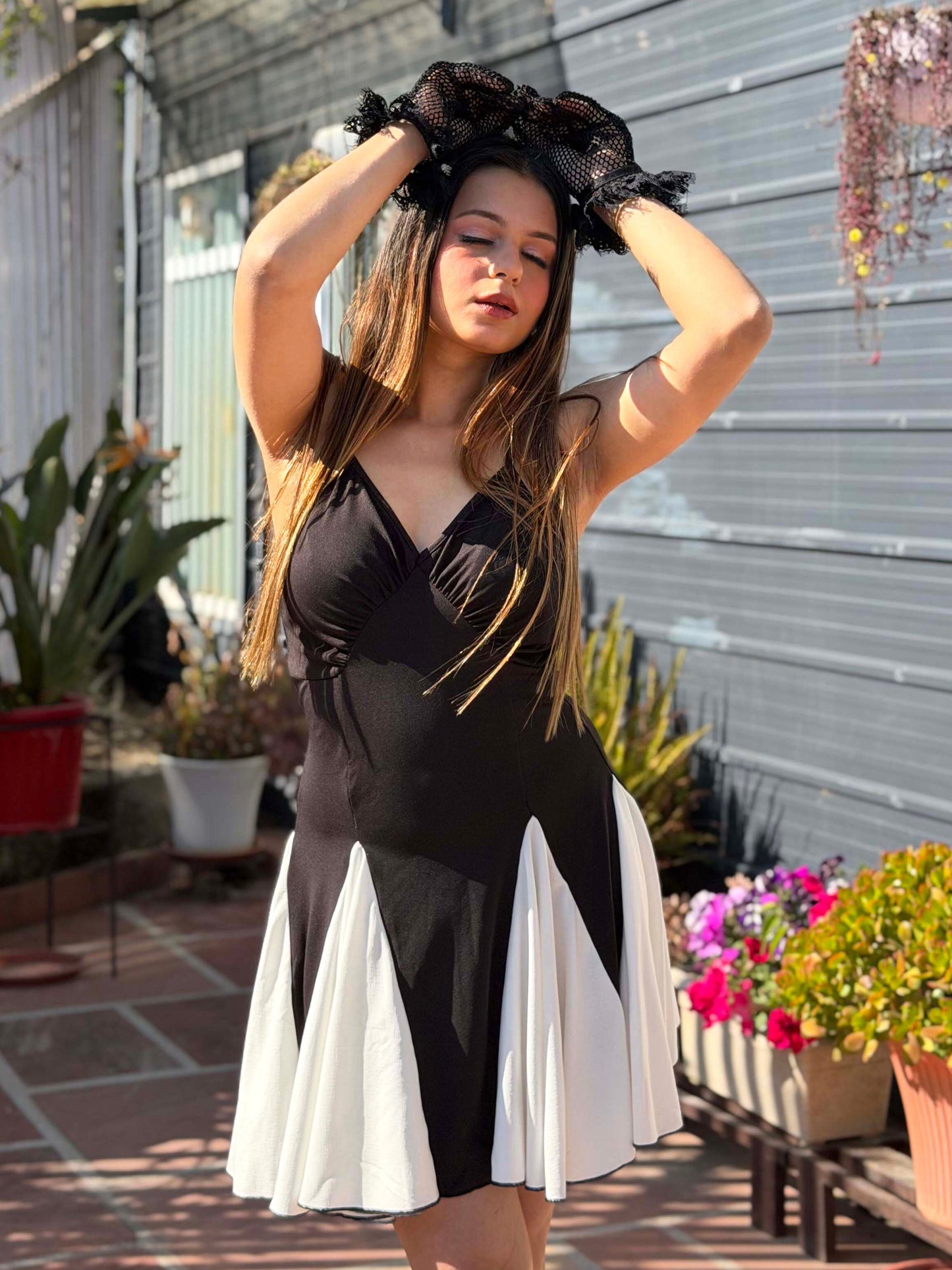 TANDUL Women Black and White Dress