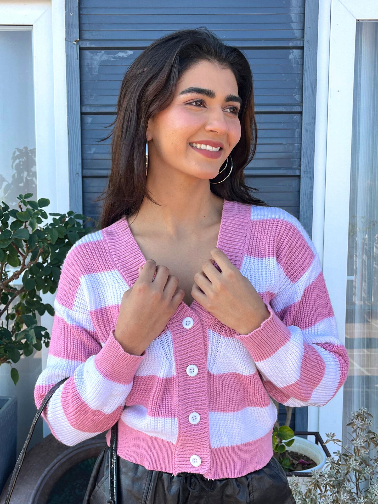 TANDUL Women Charming Pink and White Striped Sweater