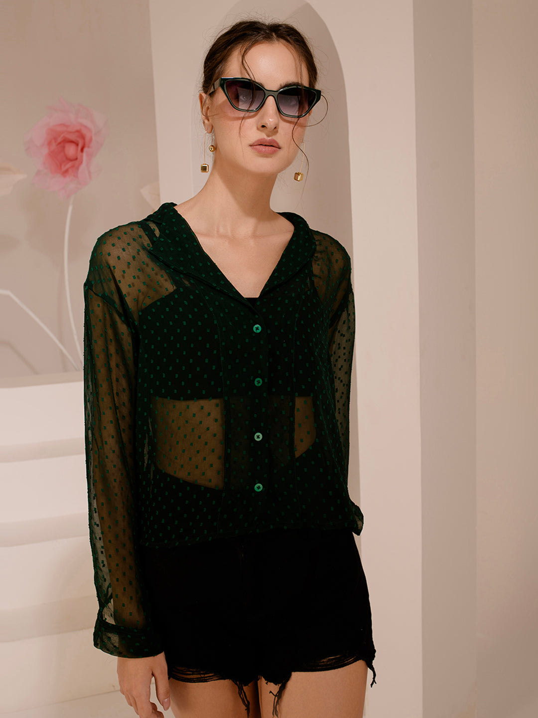 TANDUL  Women Regular Fit Solid Built-up Collar Casual Shirt