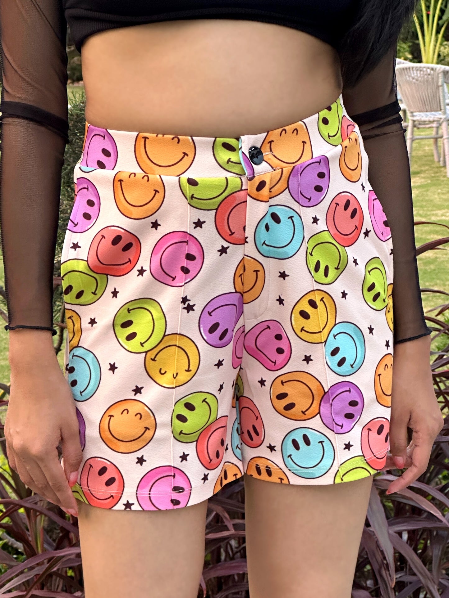 TANDUL Women Vibrant Smiley Face Shorts
