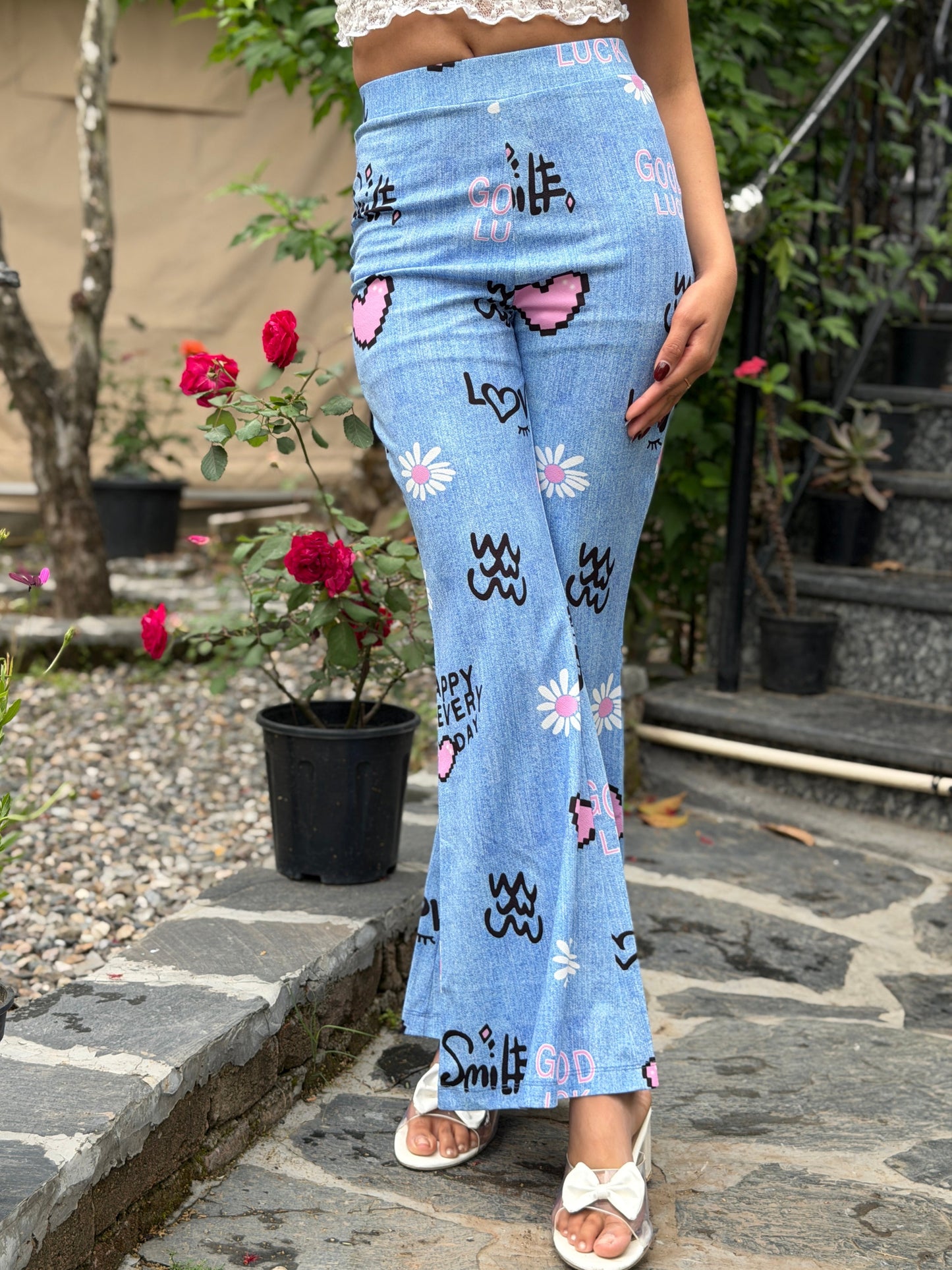 TANDUL Flared Fit Women Denim Printed Trousers