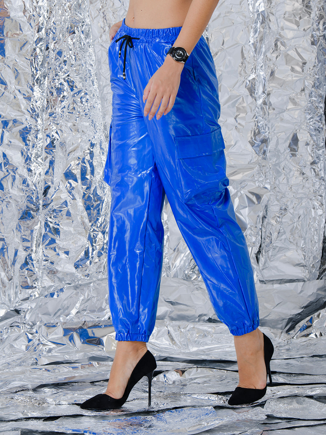 TANDUL  Women Regular Fit Blue Polyester Trousers