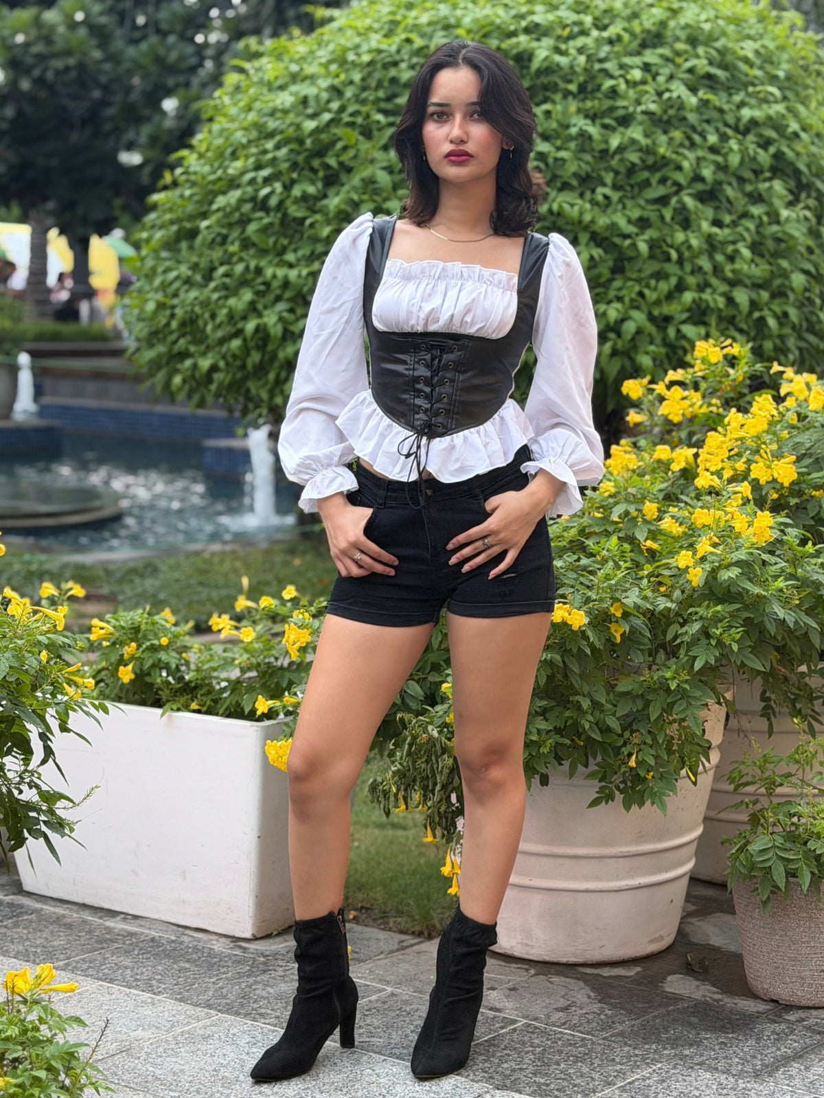 TANDUL Women Stylish White and Black top