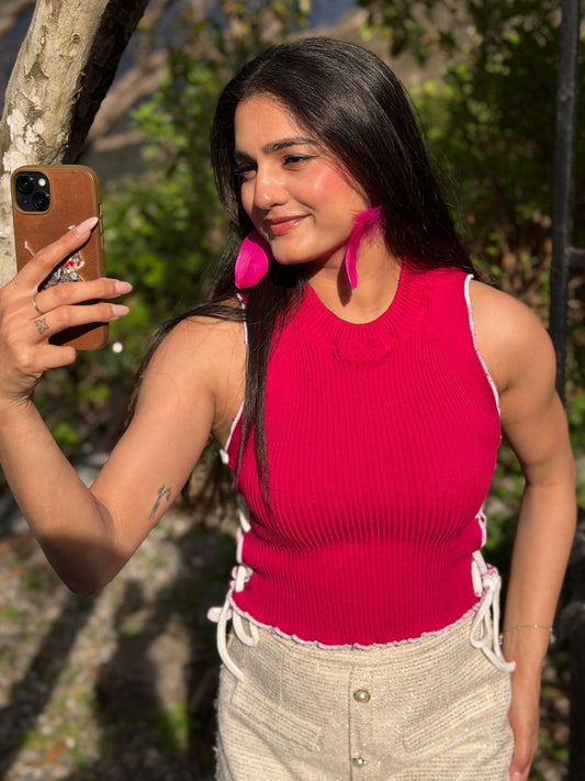 TANDUL Women Chic Pink Knitted Top