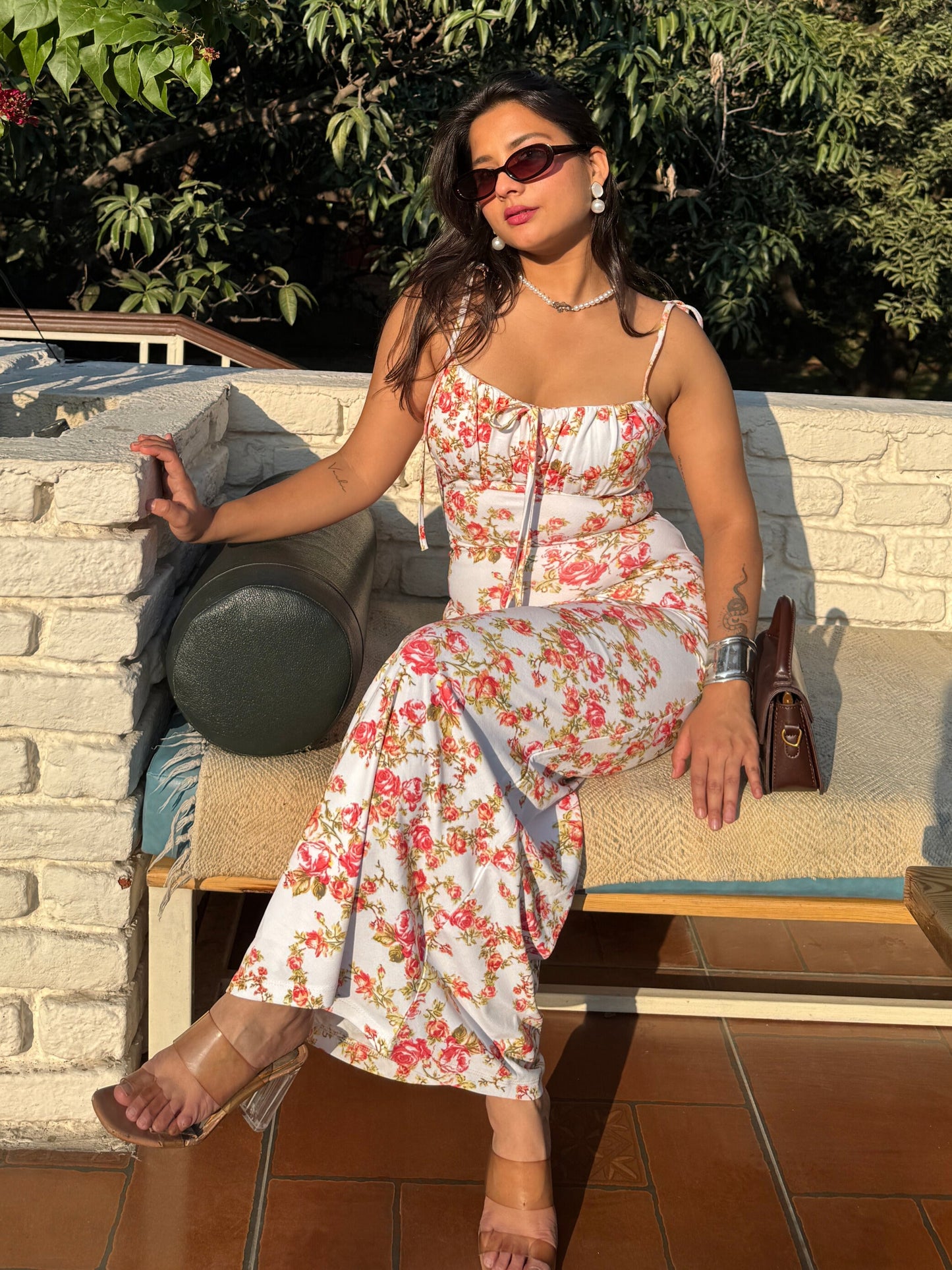 TANDUL  Women Maxi White, Orange, Green Dress