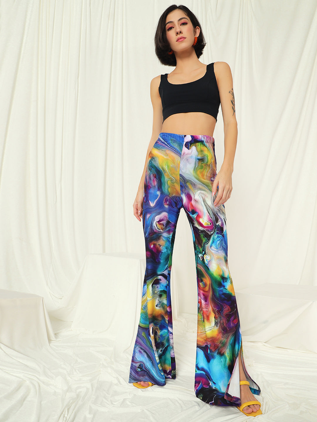 TANDUL  Women Regular Fit Multicolor Lycra Blend Trousers