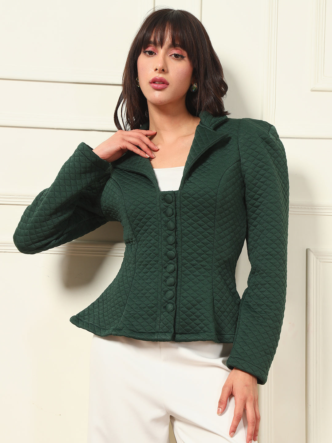 TANDUL Women  Elegant Green Blazer