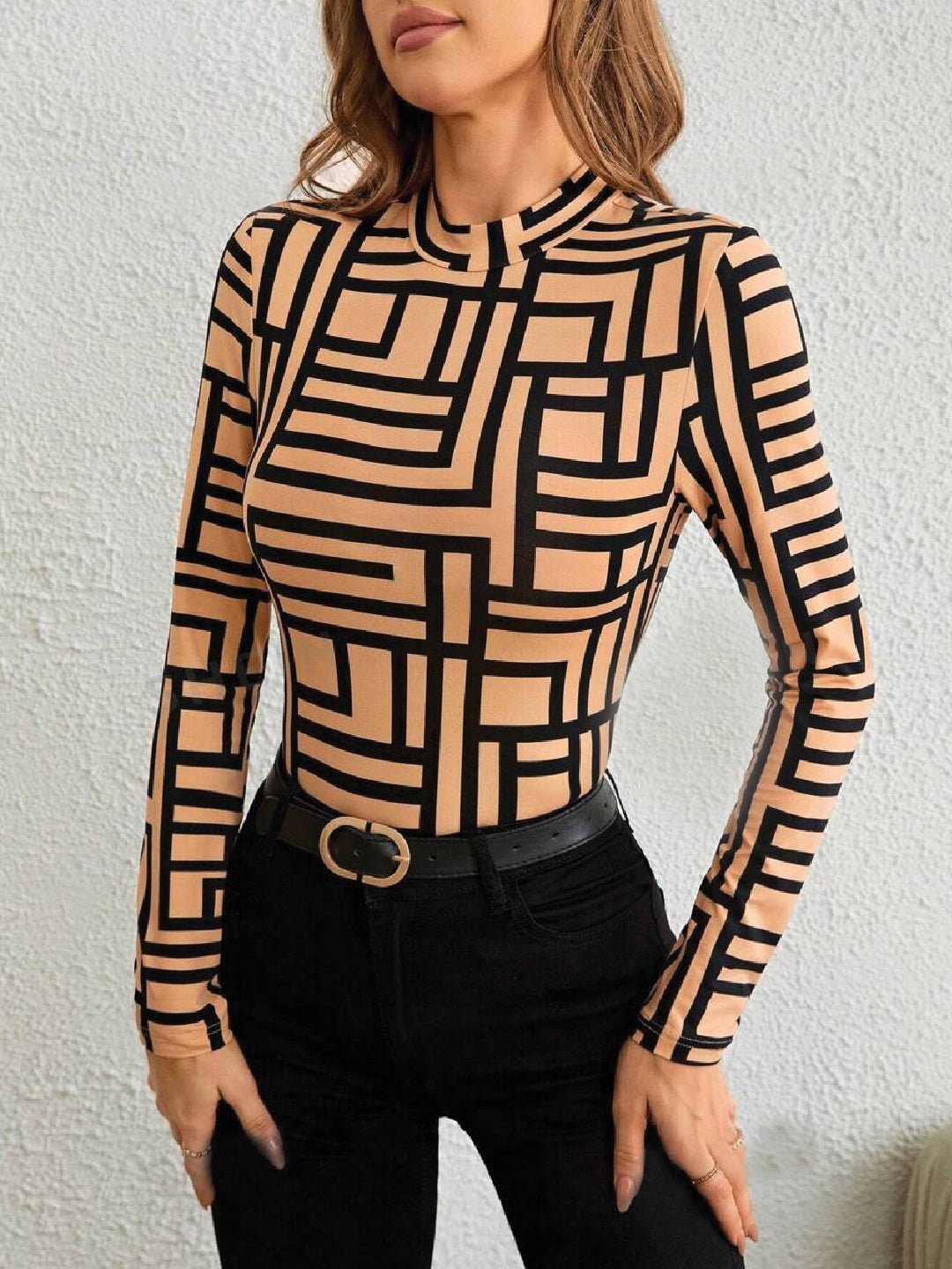 TANDUL  Casual Regular Sleeves Printed Women Beige Top