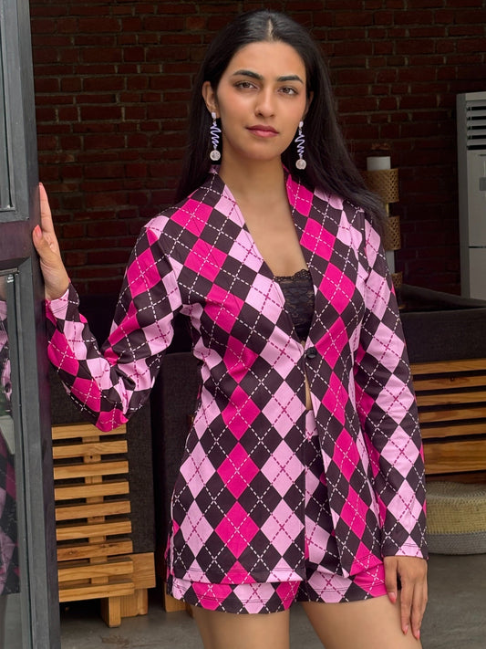 TANDUL Women Striking Argyle Printed Co-ord Set