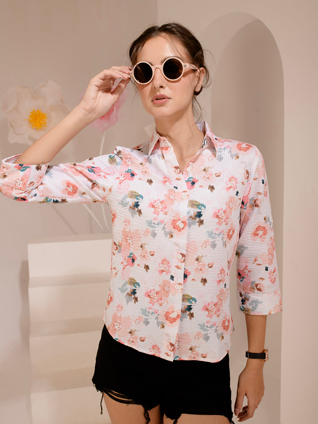 TANDUL  Women Regular Fit Printed Built-up Collar Casual Shirt