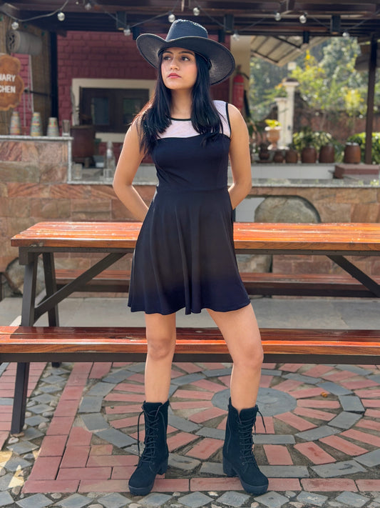 TANDUL Women Black and White Dress
