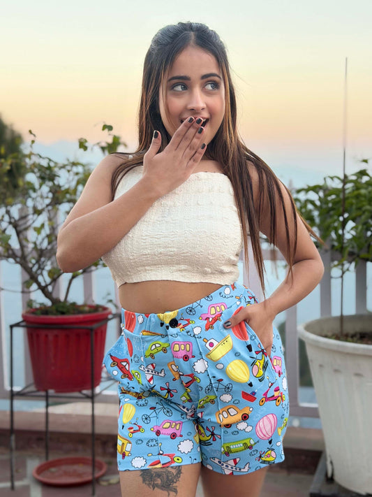 TANDUL Women Skyblue Printed Shorts