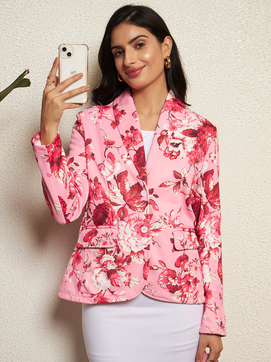 TANDUL Women Pink Floral Printed Blazer