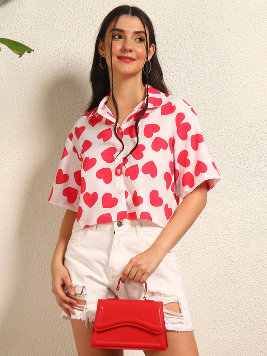 TANDUL Women Heart Printed Shirt