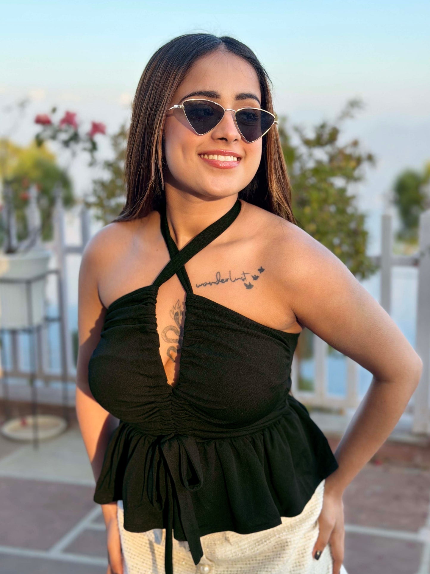 TANDUL Women Sleek Black Crop Top