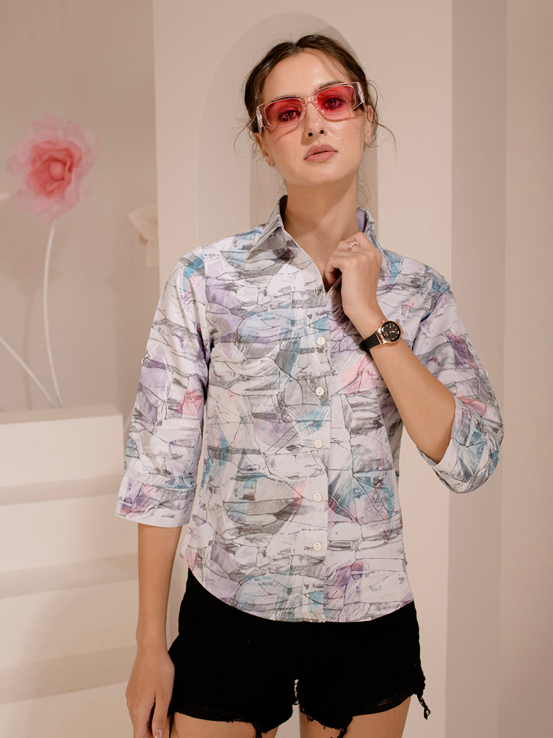 TANDUL  Women Regular Fit Printed Built-up Collar Casual Shirt