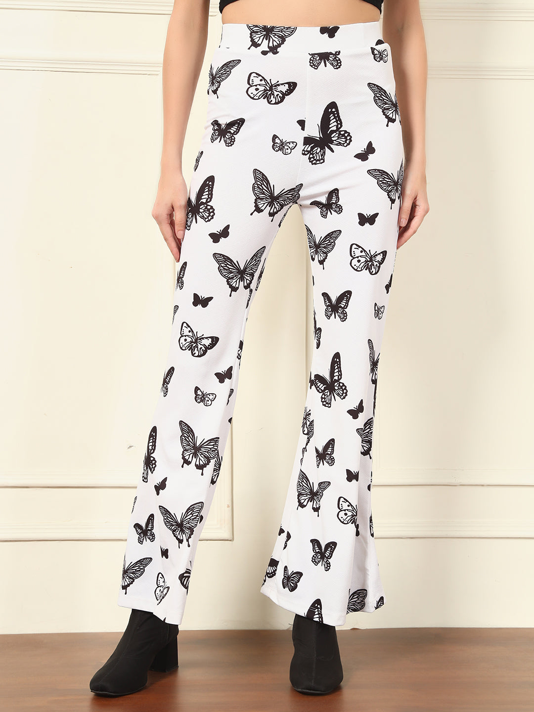 TANDUL Women White Butterfly Printed Trouser