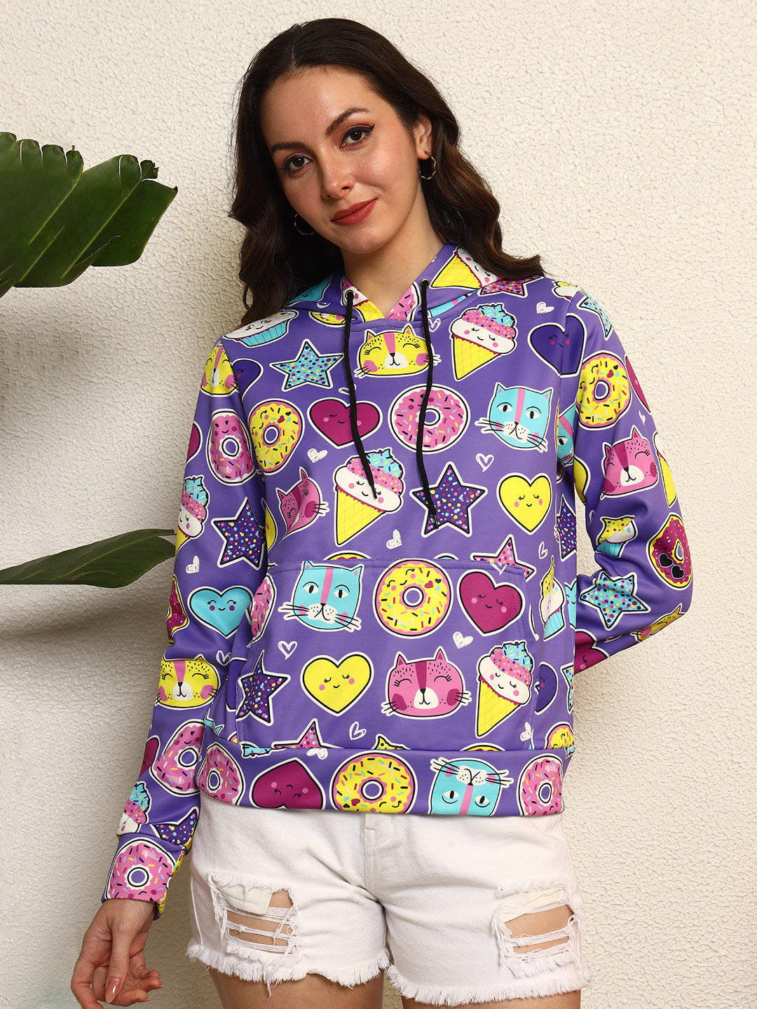 TANDUL Women Purple Printed Hoodie