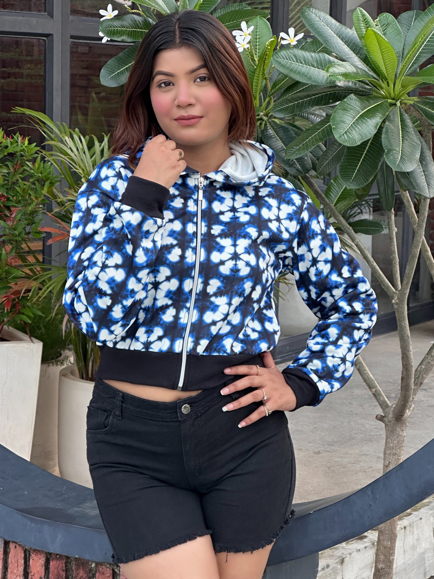 TANDUL Women Stylish Blue and White Jacket