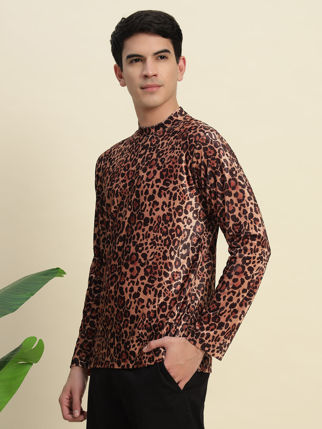 TANDUL Leopard Printed Men's Highneck