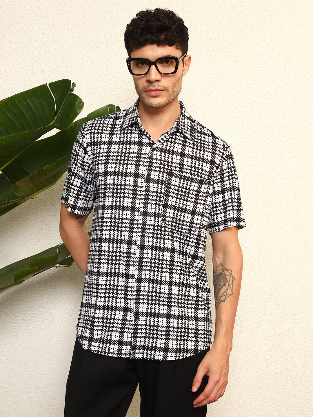 TANDUL Men's Classic Checkered Printed Shirt