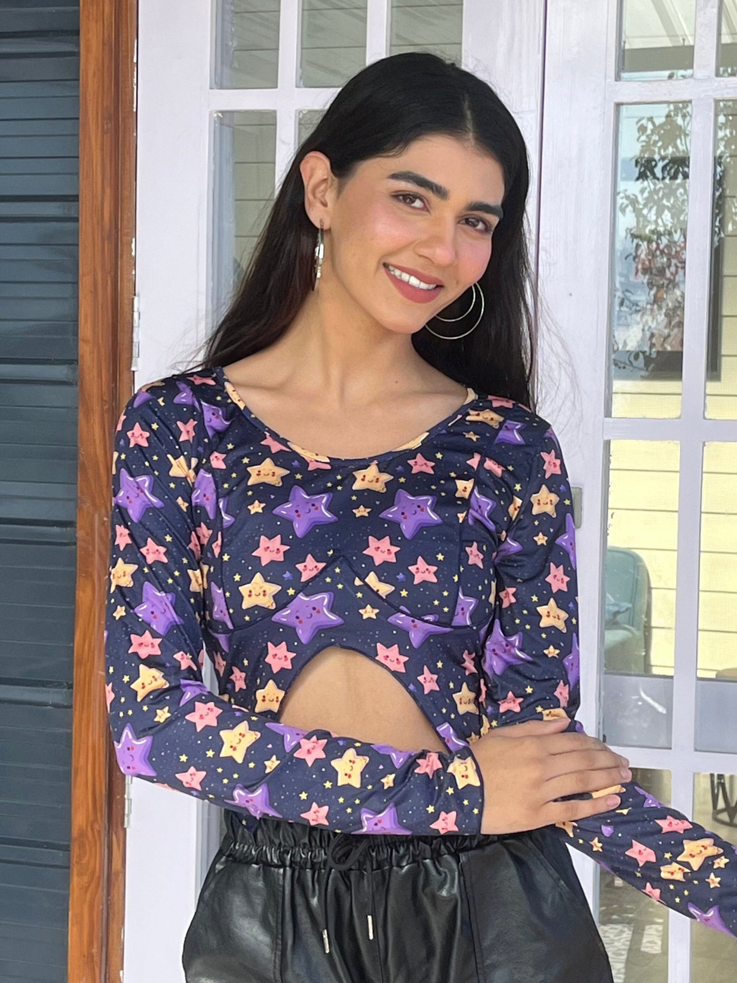 TANDUL Women Purple Star Printed Top