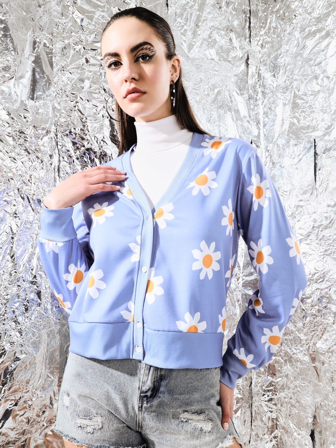 TANDUL Women Printed V Neck Multicolor Sweater